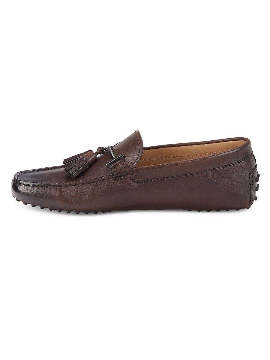 Tod's Leather Tassel Driving Loafers in Brown for Men | Lyst