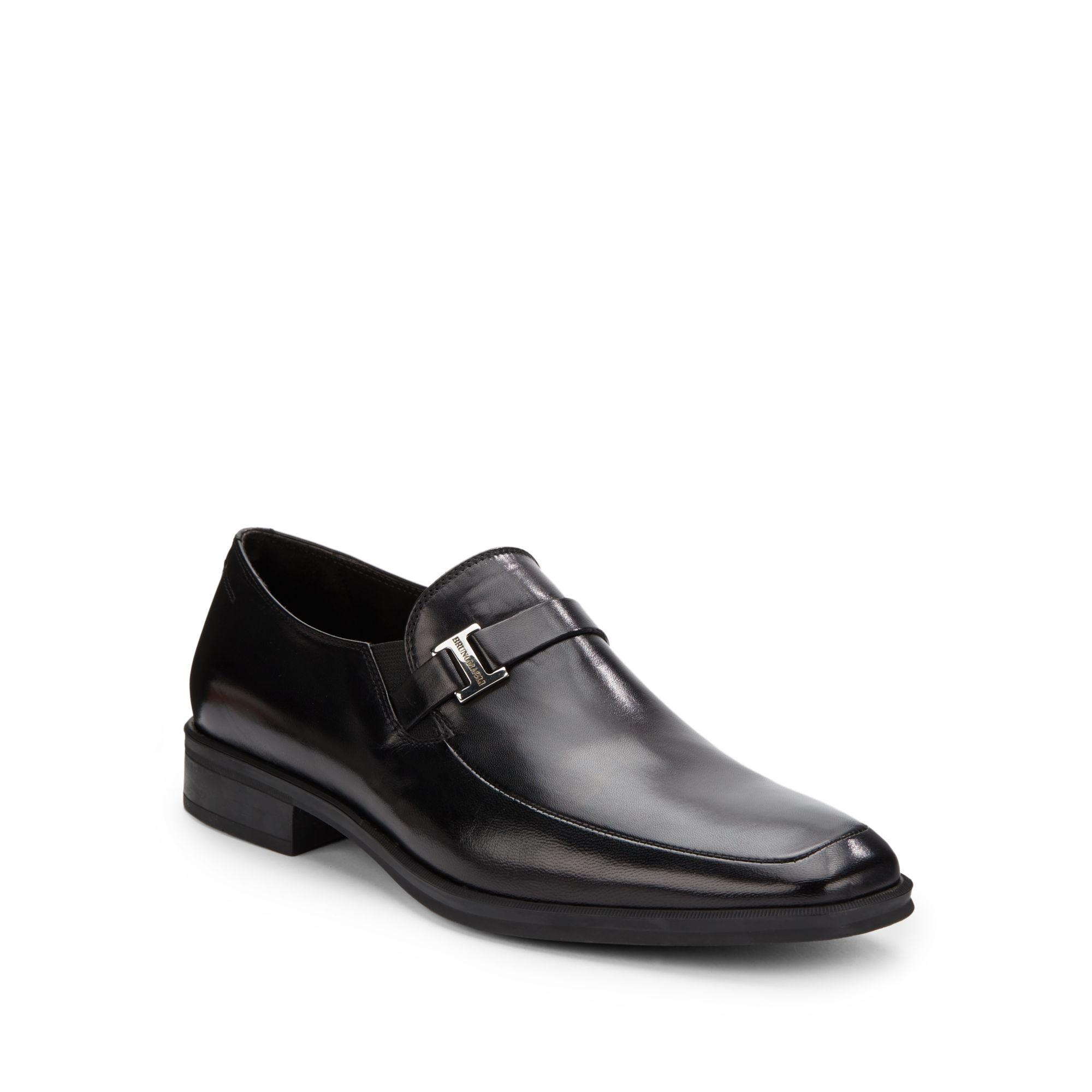 Bruno Magli Pivetto Leather Square-toe Loafers in Black for Men - Lyst