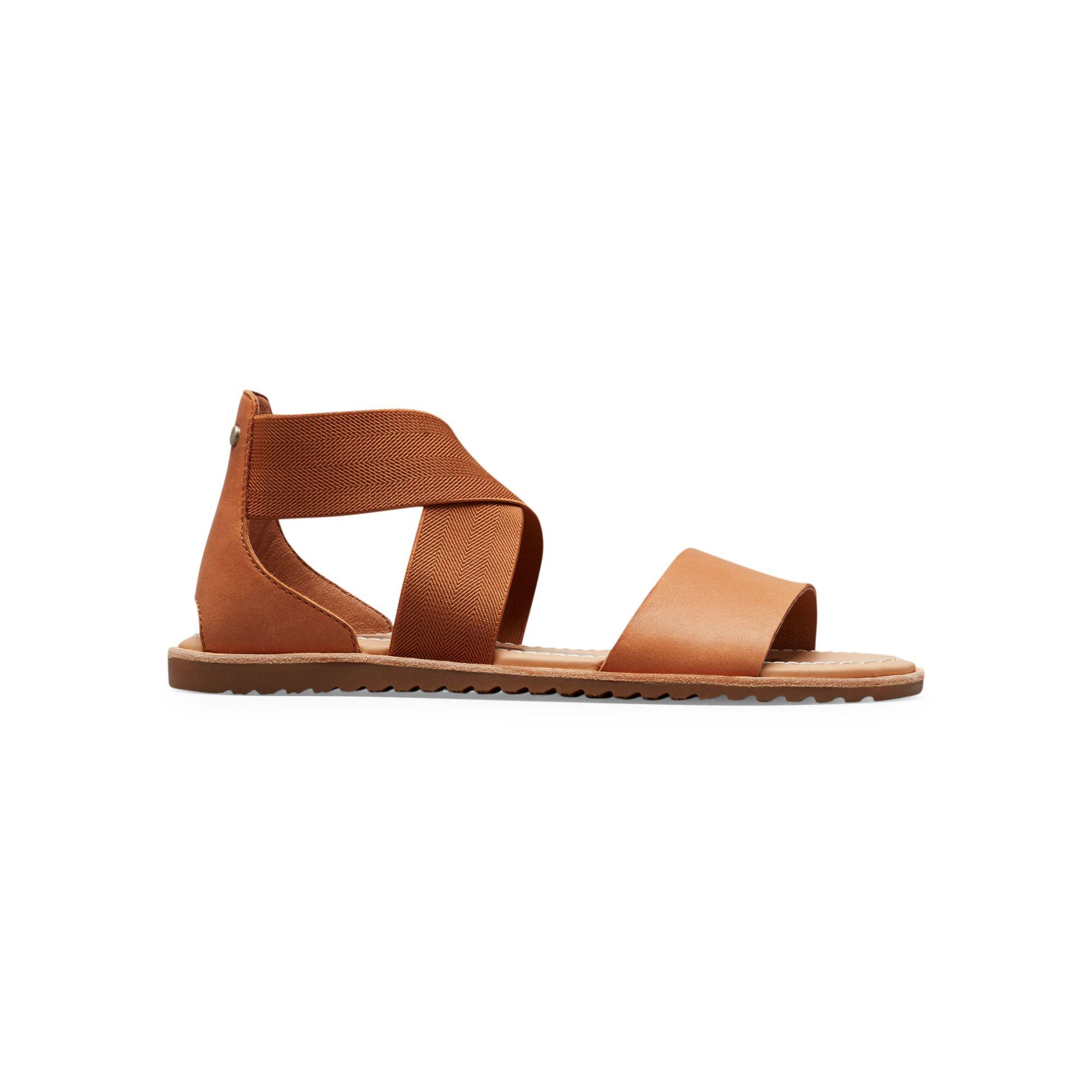 Sorel Denim Ella Leather Crisscross Sandals in Camel Brown (Brown) - Save 45% - Lyst