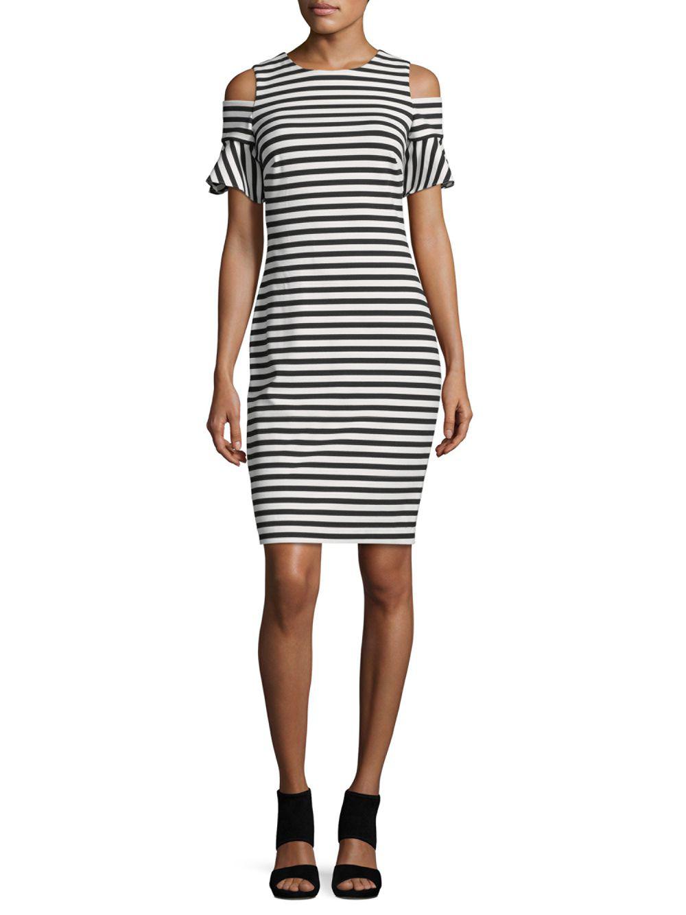 black and white striped calvin klein dress