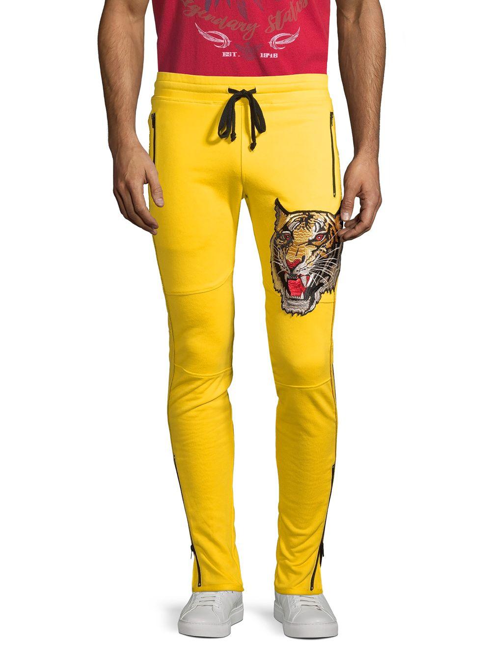 Robin's Jean Tiger Patch Cotton-blend Jogger Pants in Yellow for Men | Lyst