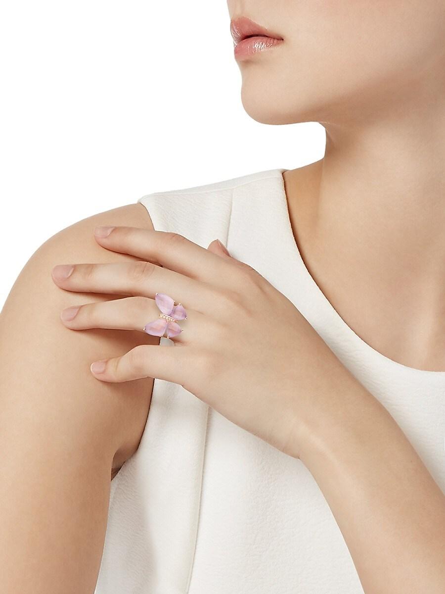 Effy 14k Rose Gold, Diamond & Pink Amethyst Butterfly Ring | Lyst