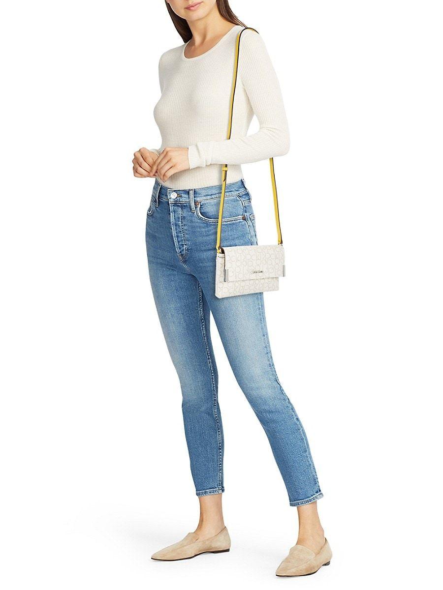 Calvin Klein Lily Key Item Monogram Crossbody Bag In 8l4
