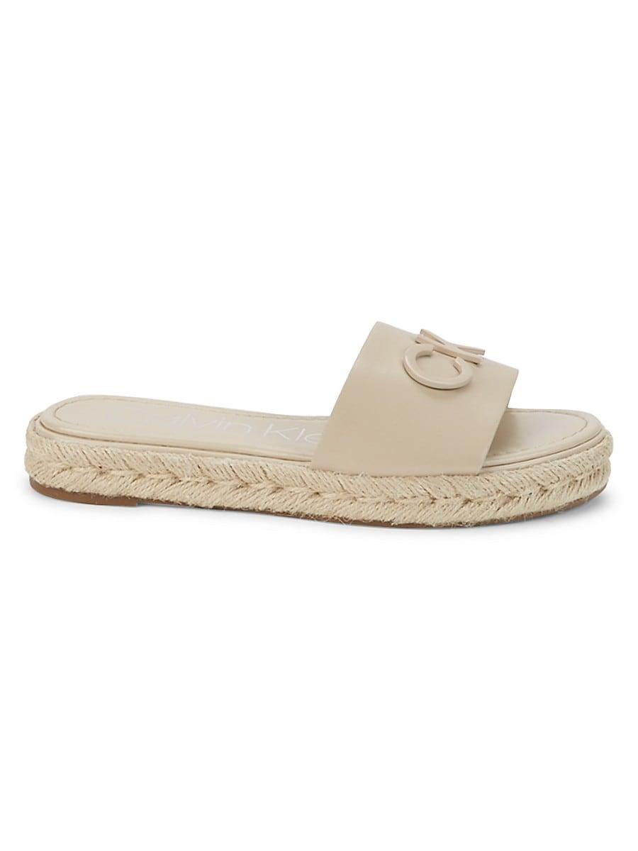 Calvin Klein Raffia Platform Sandals in White | Lyst Canada