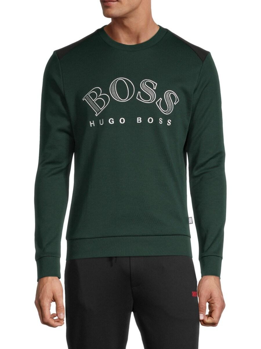 BOSS by HUGO BOSS Cotton Men's Salbo Logo Sweatshirt - Green - Size Xl for Men -
