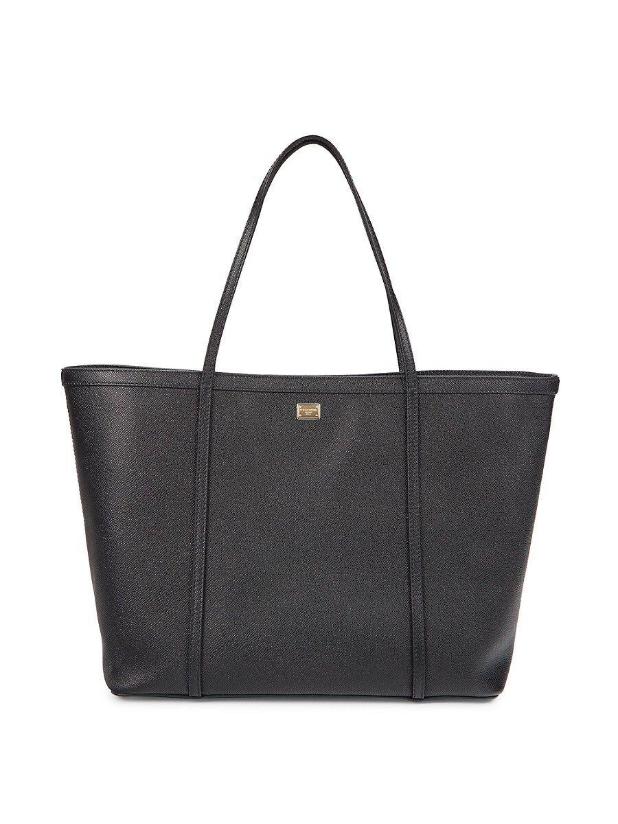 Dolce & Gabbana Floral Lining Leather Tote in Black | Lyst