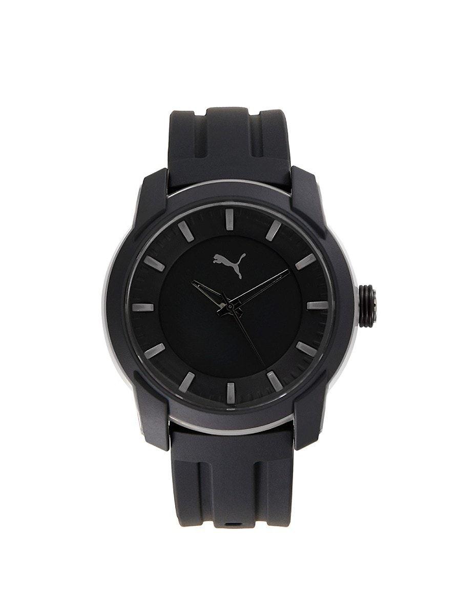 PUMA 45mm Stainless Steel & Silicone Strap Watch in Black for Men | Lyst