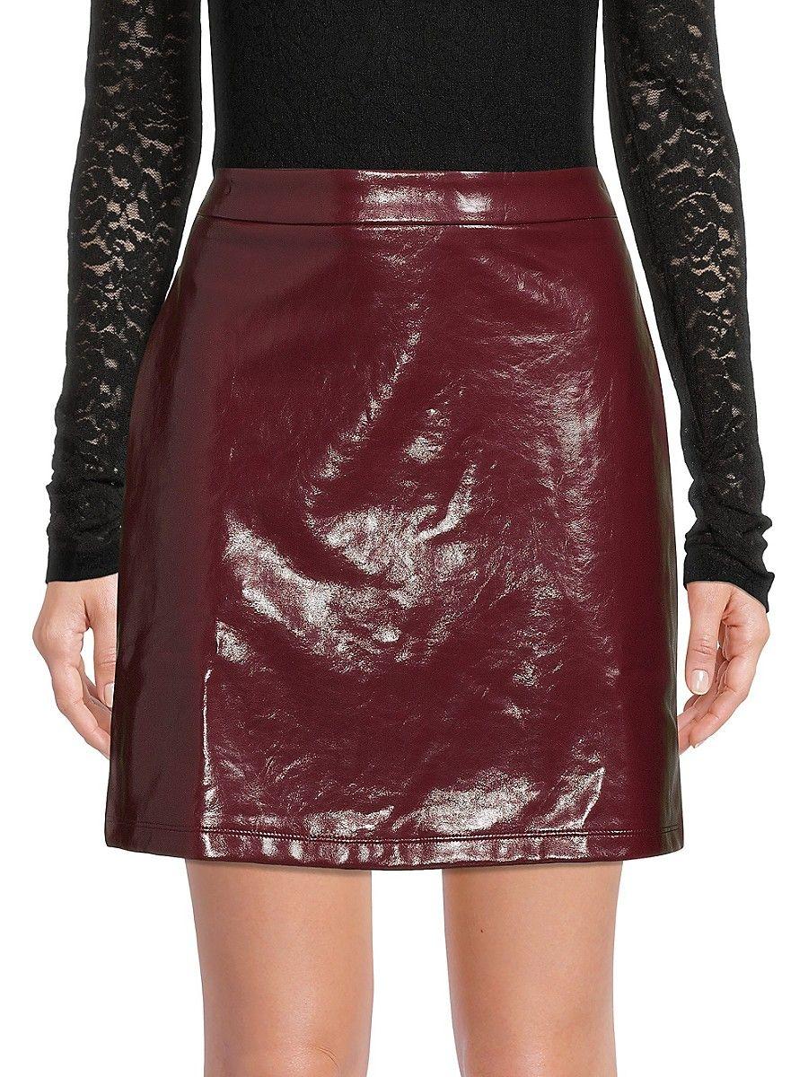 BCBGMAXAZRIA Faux Leather Mini Pencil Skirt in Red Lyst