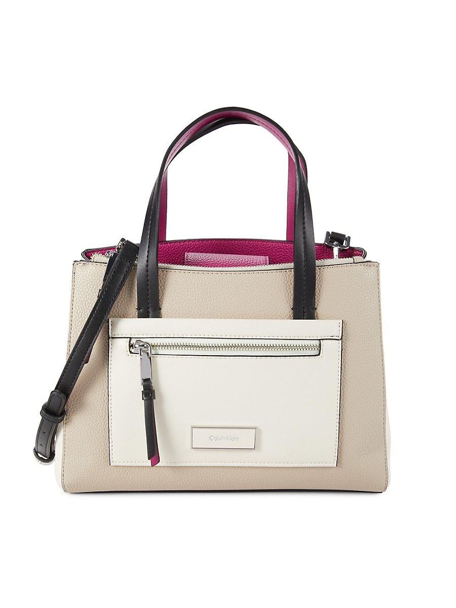 Calvin Klein Hadley Textured Leather Top Handle Bag in White Lyst