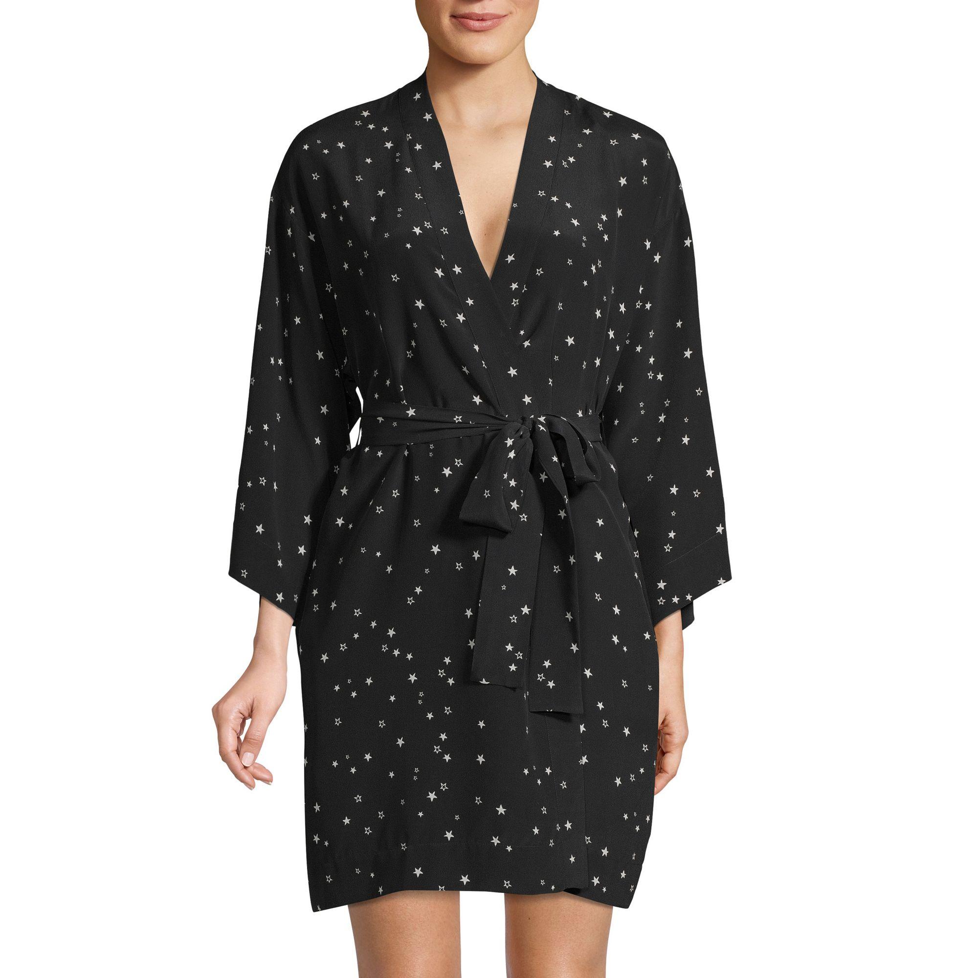 UGG Star-print Silk Robe in Black | Lyst