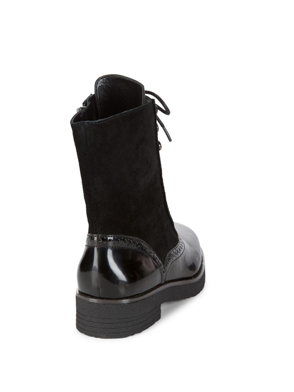 French Connection Leather Polished Combat Boots in Black - Lyst