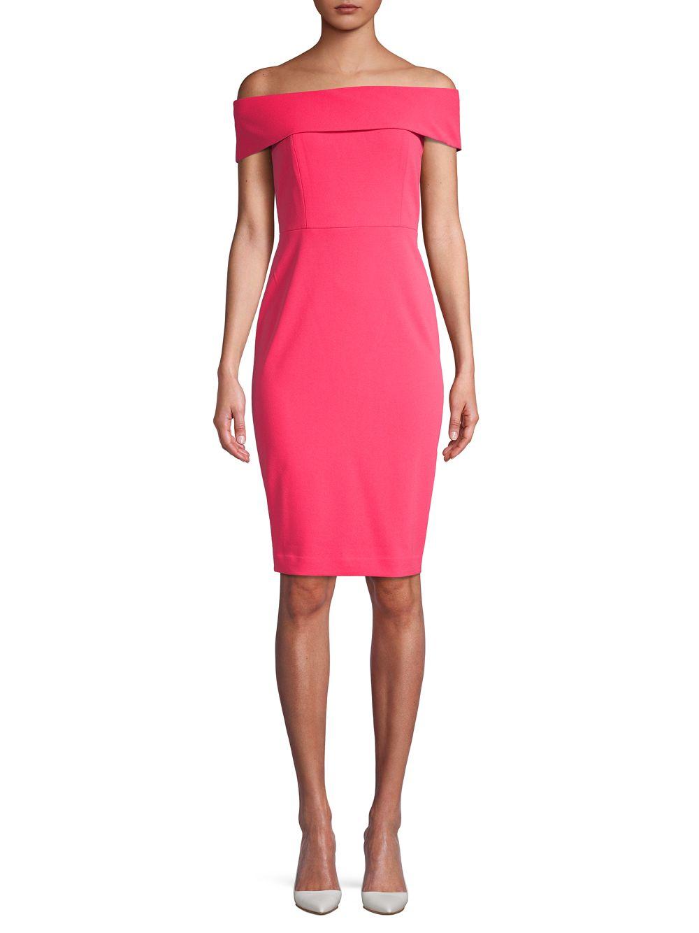 Lyst - Calvin Klein Off-the-shoulder Sheath Dress in Pink