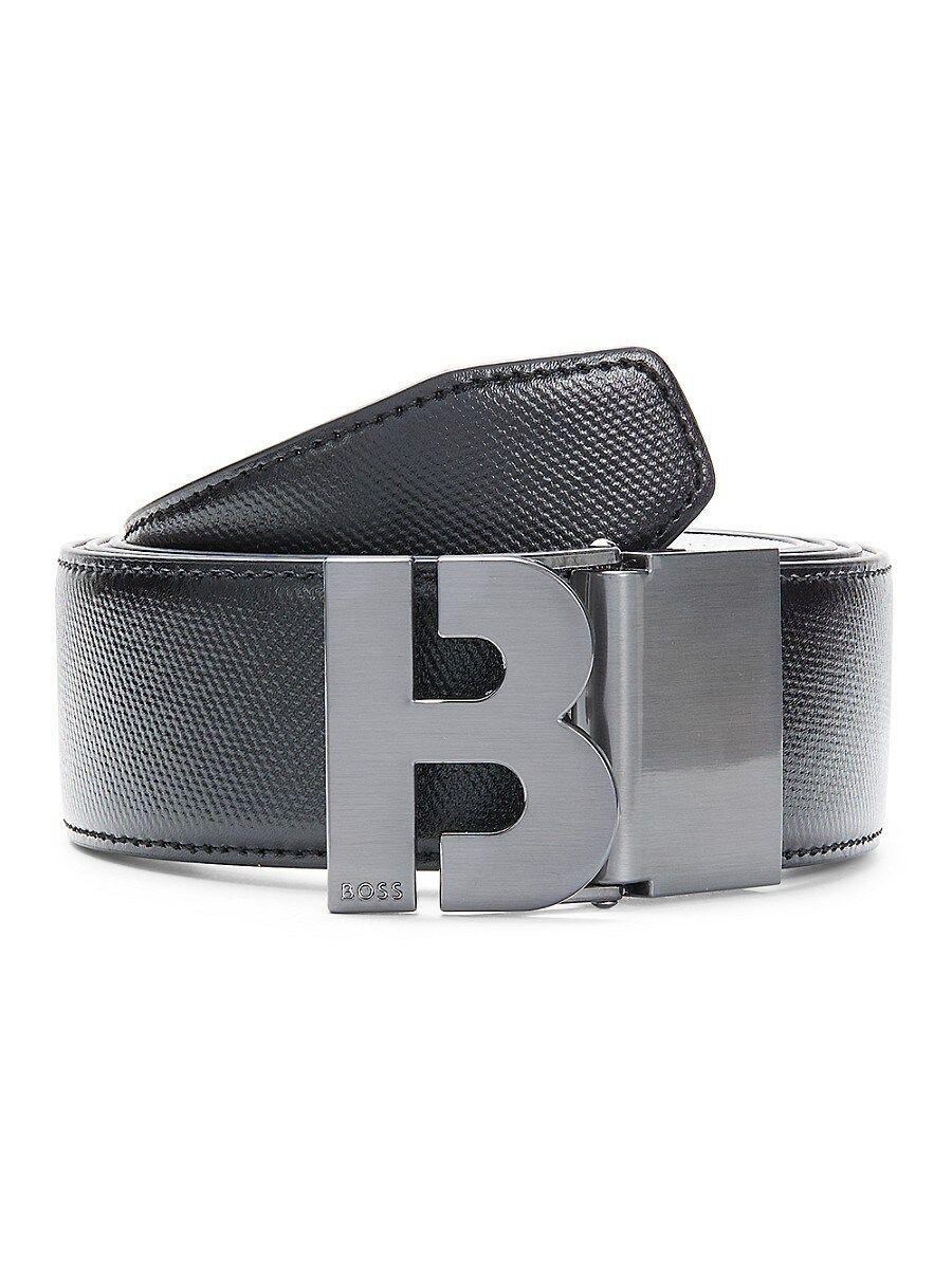 Matte Grey Men's Reversible Leather Belt in Black / Brown - Haus