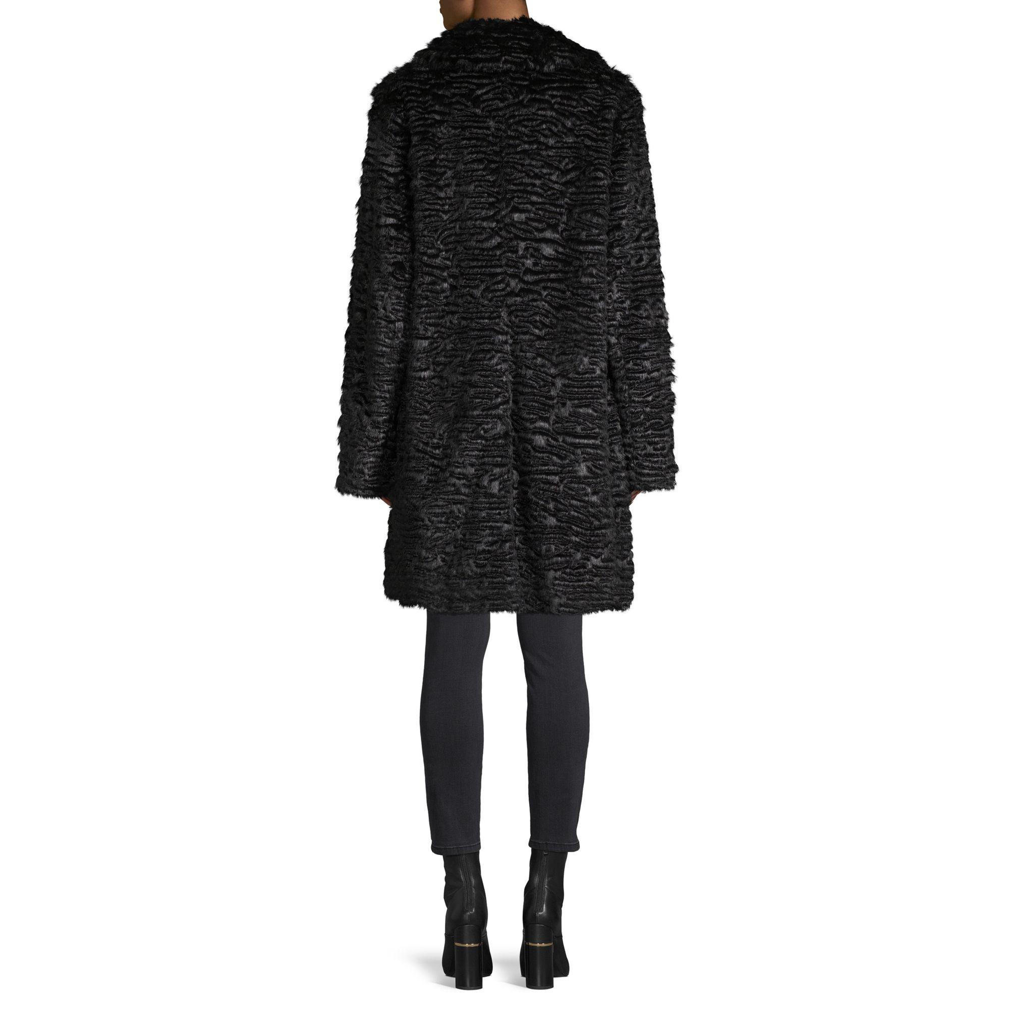 Karl Lagerfeld Faux Fur Coat in Black - Lyst
