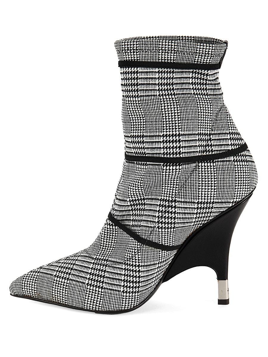 Black and white plaid boots sale