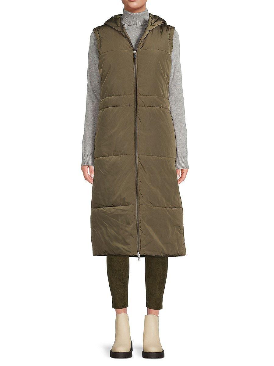 Calvin Klein Hooded Longline Puffer Vest in Black Lyst