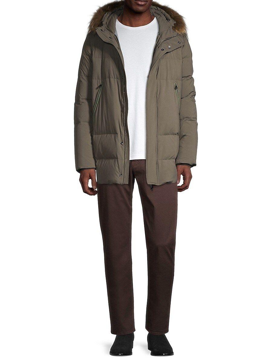 Corneliani Hooded Zip-up Coat in Brown for Men | Lyst