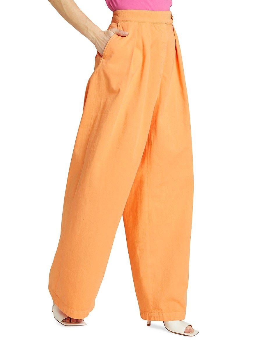 Dries Van Noten Pamplona Wide Leg Cotton Pants in Orange | Lyst