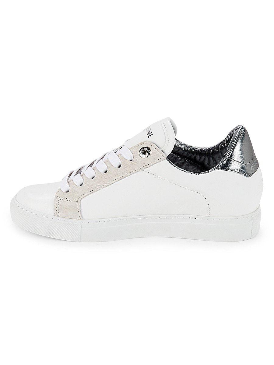 Zadig & Voltaire Studded Leather Lightning Bolt Sneakers in White | Lyst