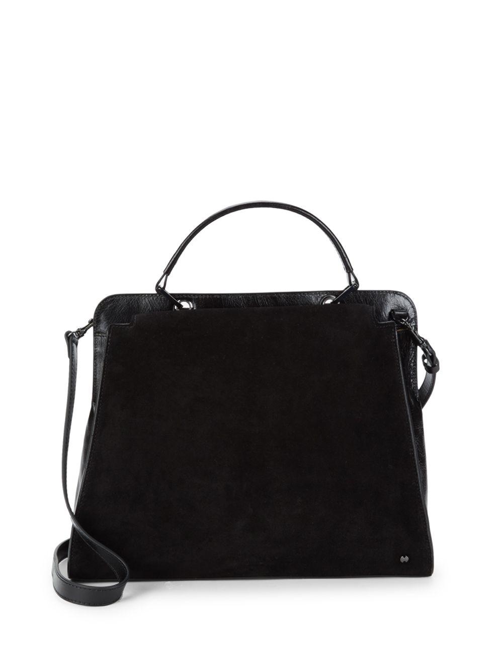 Lyst Halston Heritage Classic Leather Satchel In Black Halston
