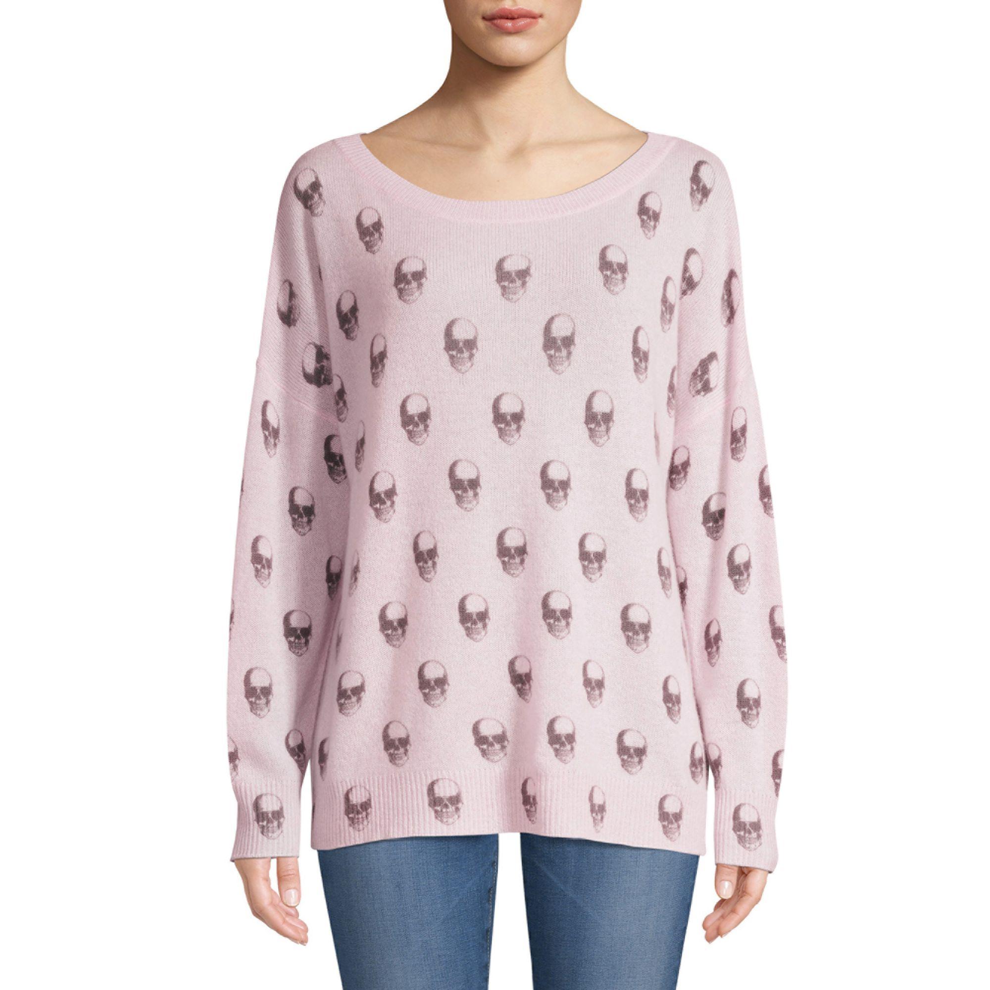 360cashmere Jolie Cashmere Skull Print Sweater in Pink | Lyst