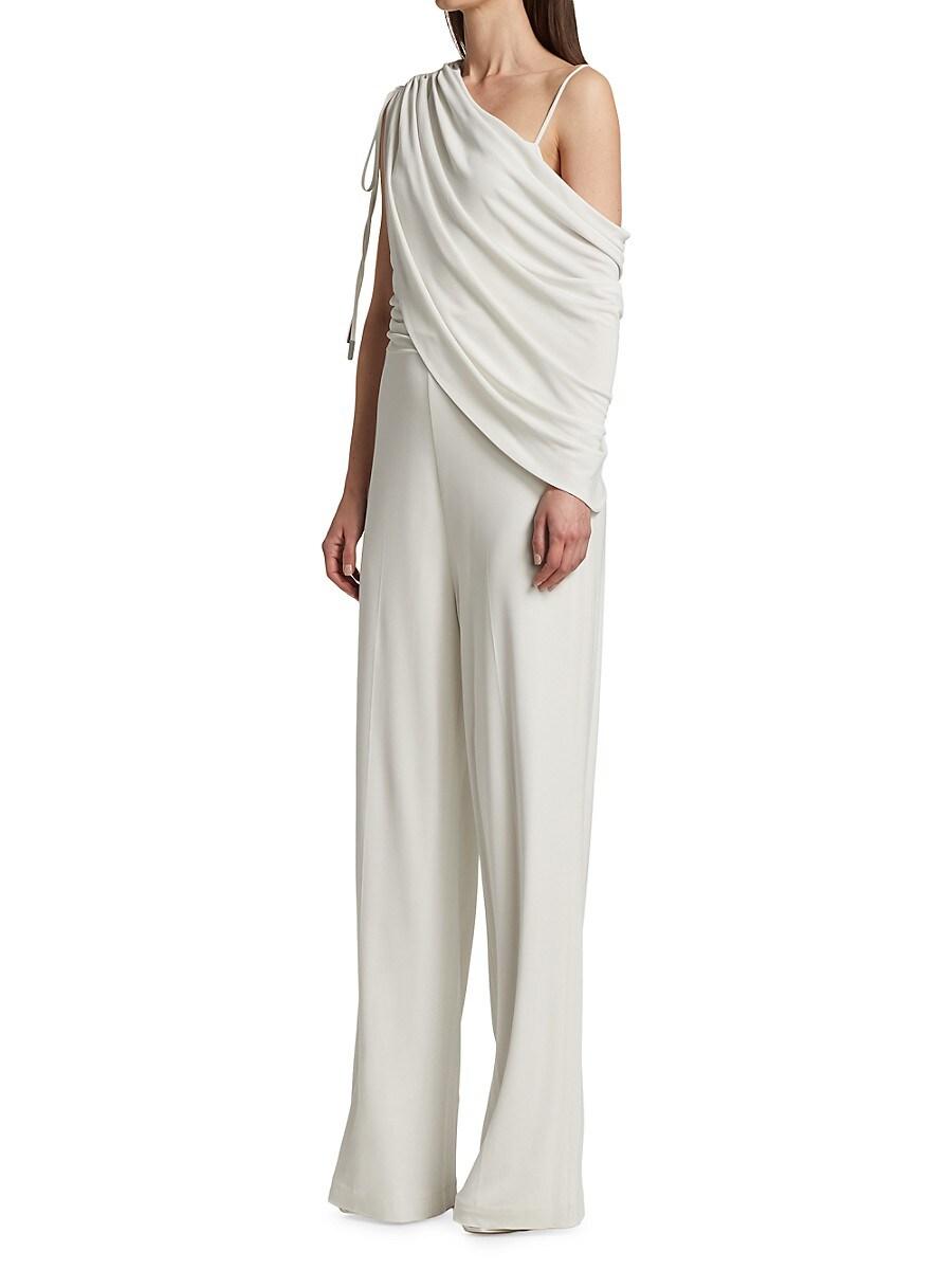 Halston Synthetic Hailey Asymmetric Jumpsuit in White | Lyst
