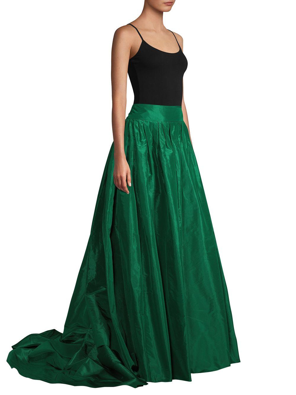 Carolina Herrera Pleated Silk-satin Maxi Skirt in Green | Lyst UK