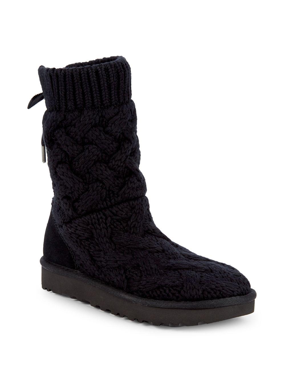 Ugg Synthetic Isla Knit Sweater Boots In Black Lyst