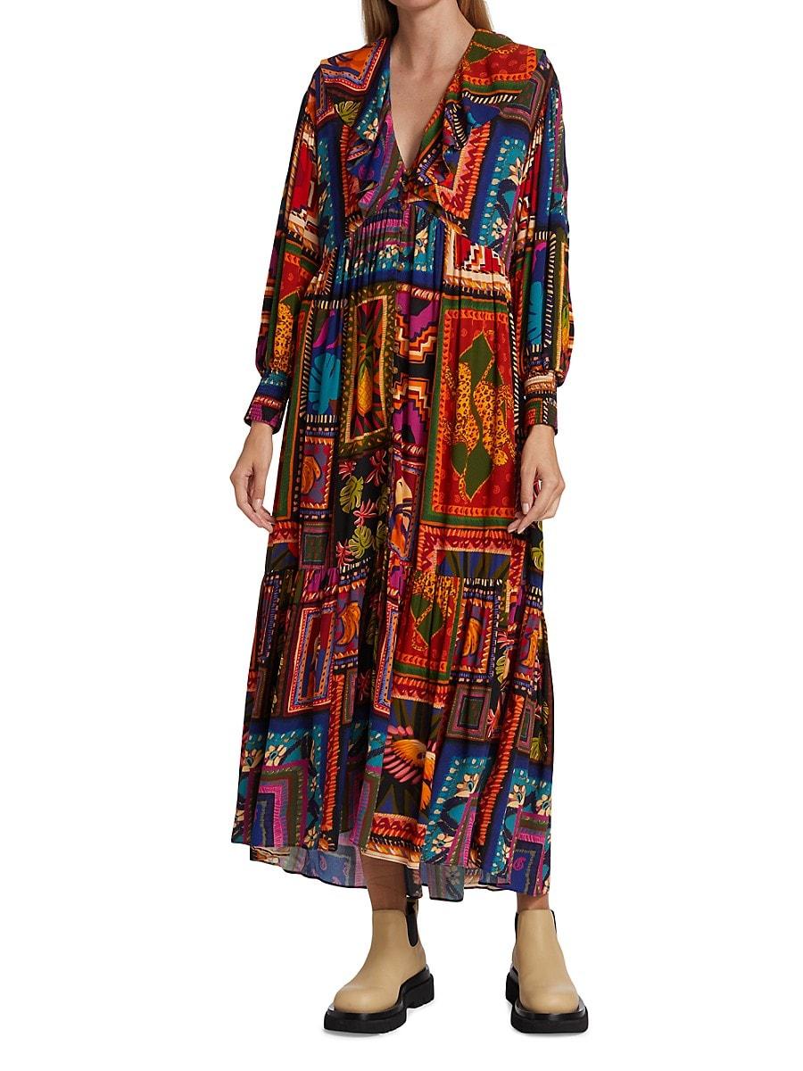 FARM Rio Patchwork Tapestry Maxi Dress in Red | Lyst