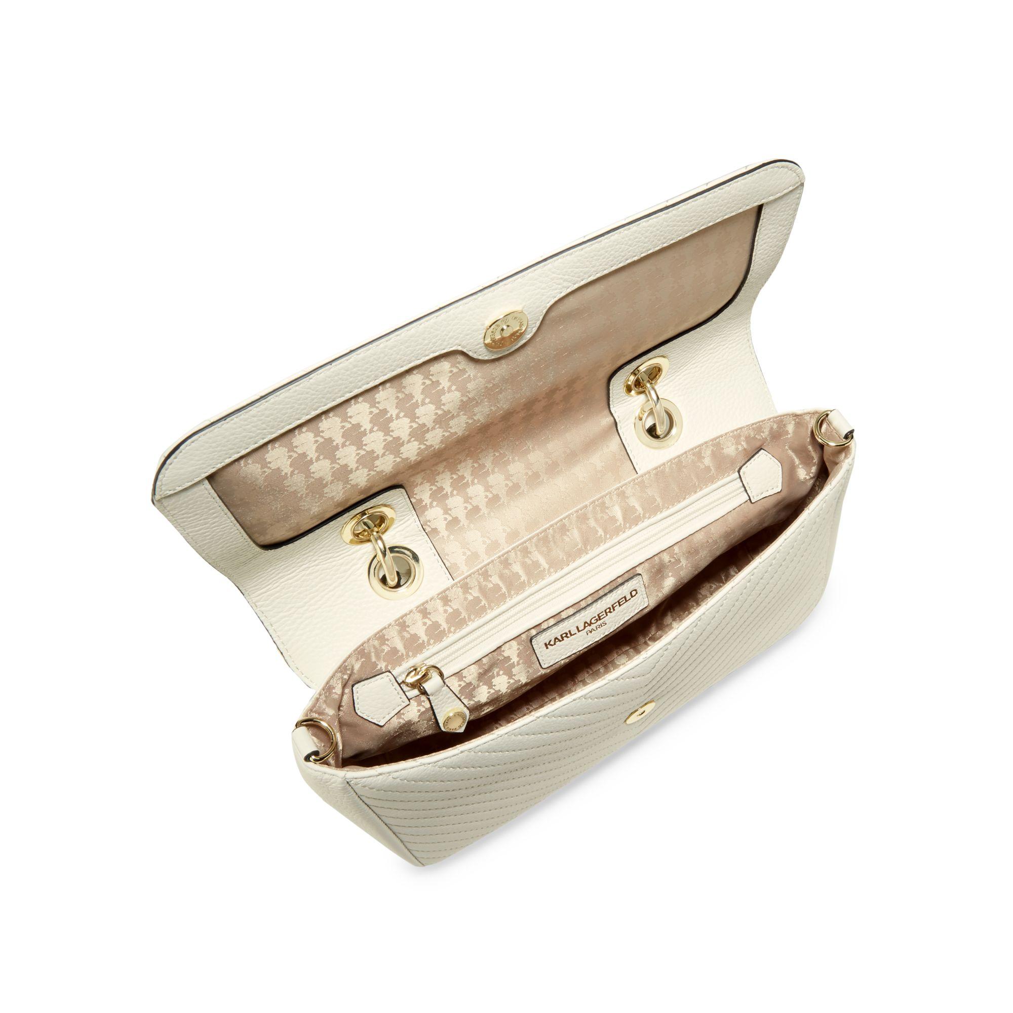 Karl Lagerfeld Charlotte Quilted Leather Satchel in Shell (Natural) Lyst