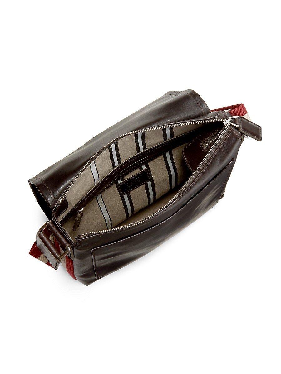 Bally Terlago Stripe strap Leather Crossbody Bag in Brown for Men