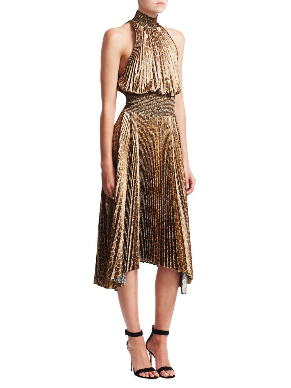A.L.C. Renzo High-neck Pleated Midi 