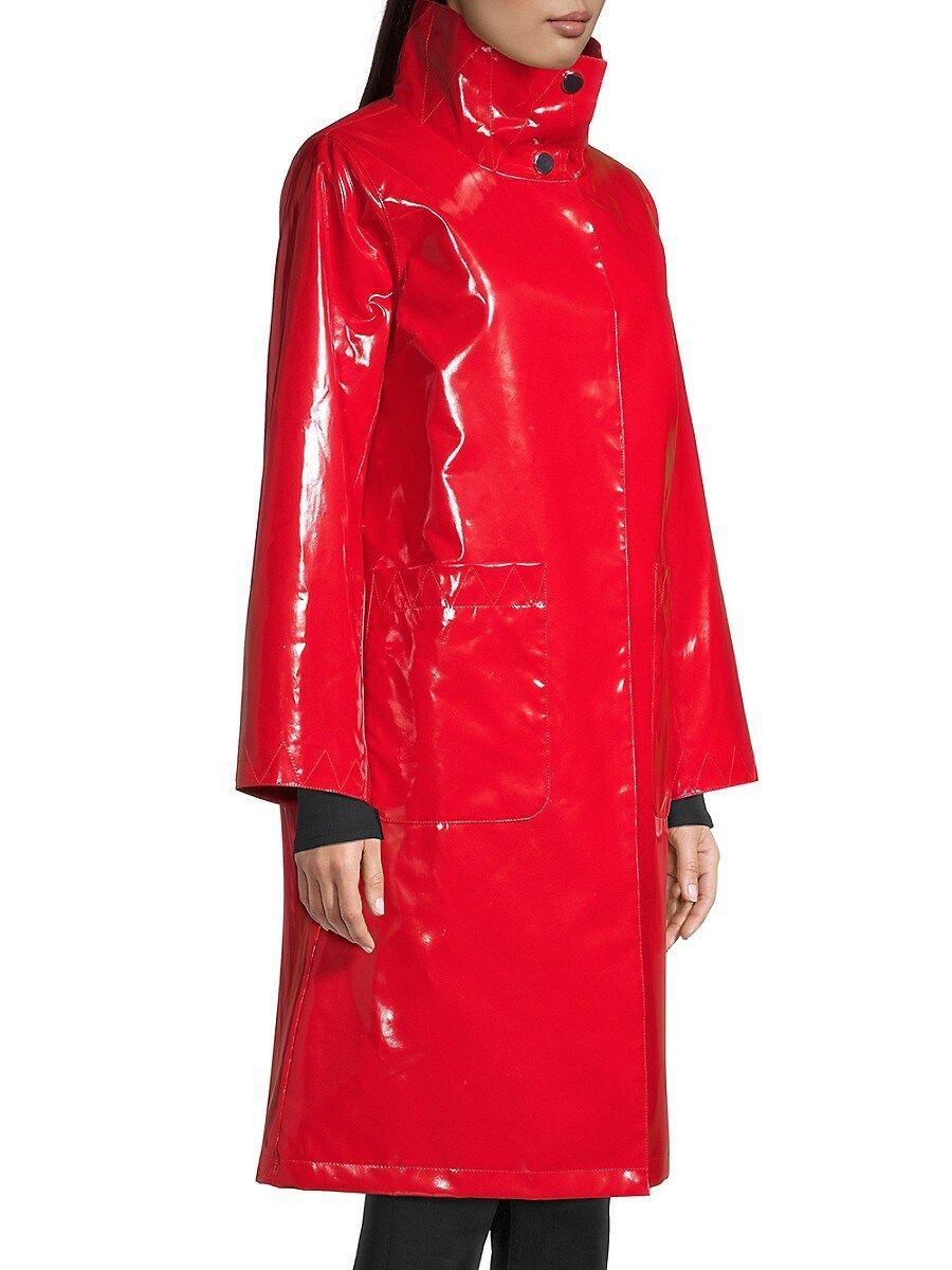 Jane Post Funnel Collar Rain Slicker in Red | Lyst