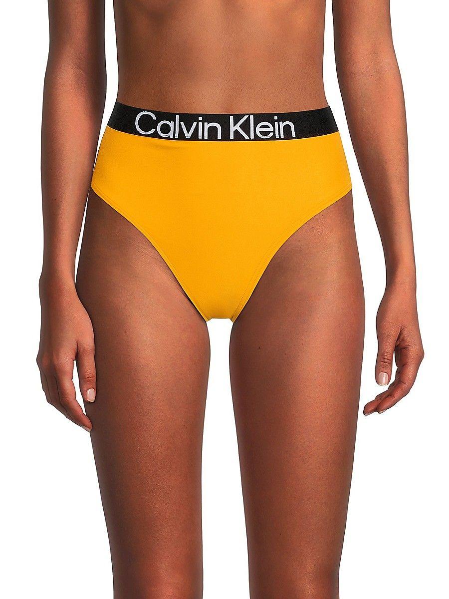 Calvin Klein Logo Bikini Bottom in Yellow | Lyst