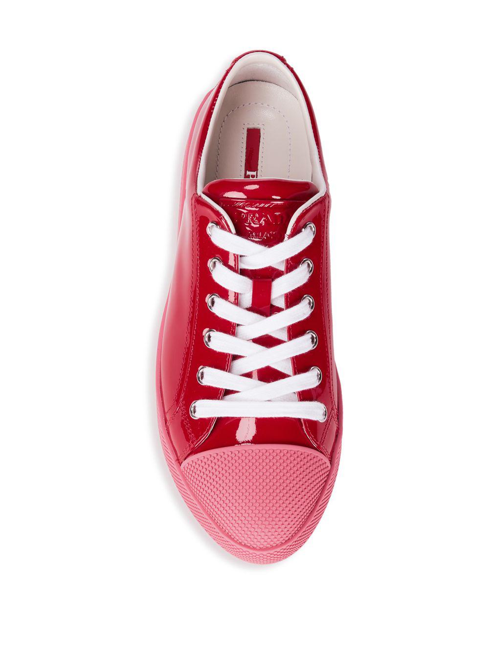 red patent prada trainers
