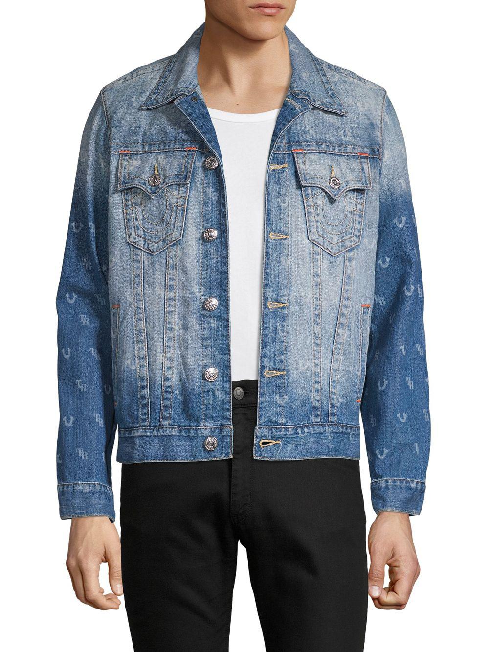 True Religion Ombré Denim Jacket in Stone (Blue) for Men Lyst
