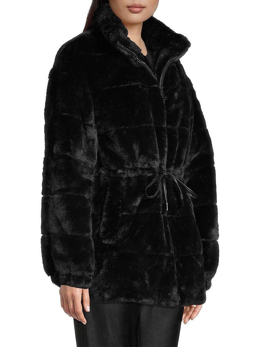 Tahari Faux Fur Coat in Brown Lyst