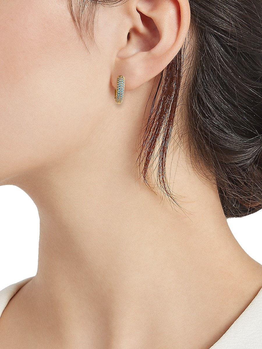 Kate Spade Goldtone Cubic Zirconia Huggie Earrings in Metallic | Lyst