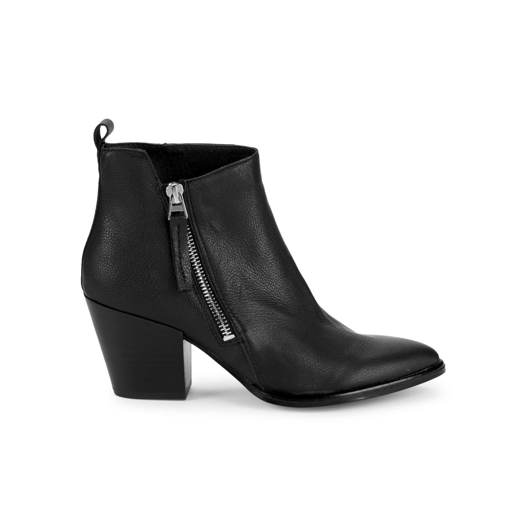 Dolce Vita Rila Pebbled Leather Stack-heel Booties in Black - Lyst