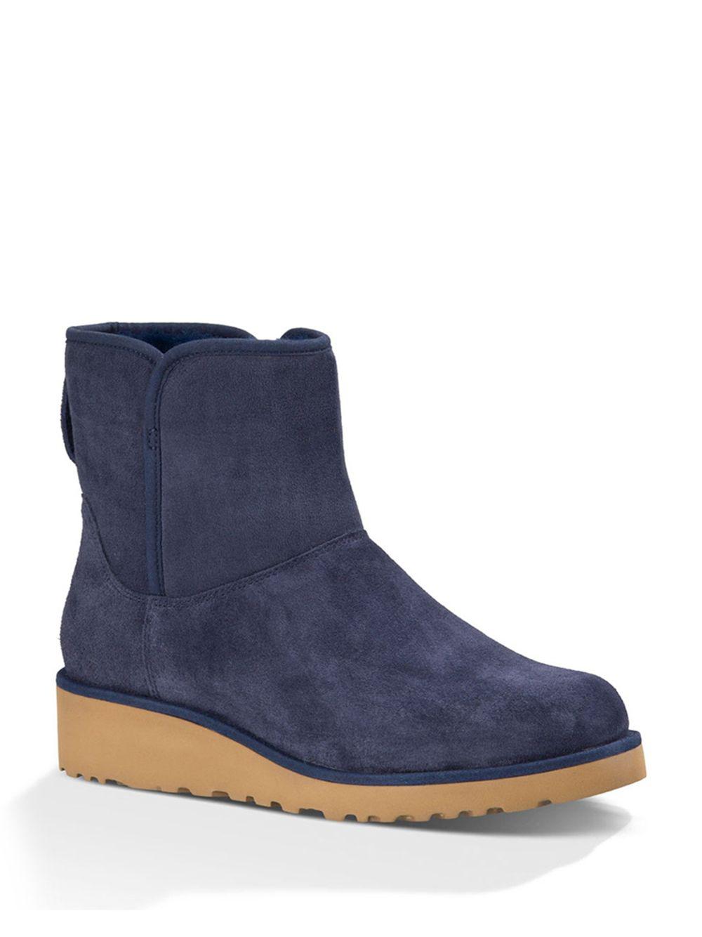 kristin slim short sheepskin wedge boots