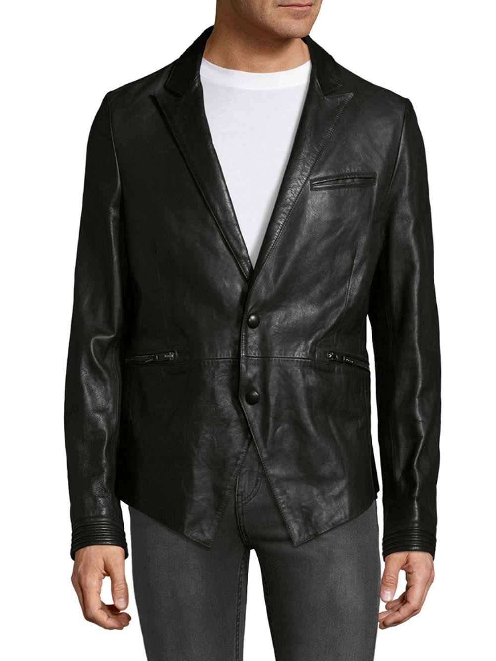 Roberto Cavalli Peak Lapel Leather Jacket in Black for Men - Lyst