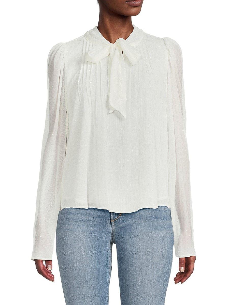 Tommy Hilfiger Tie Neck Swiss Dot Blouse in White Lyst