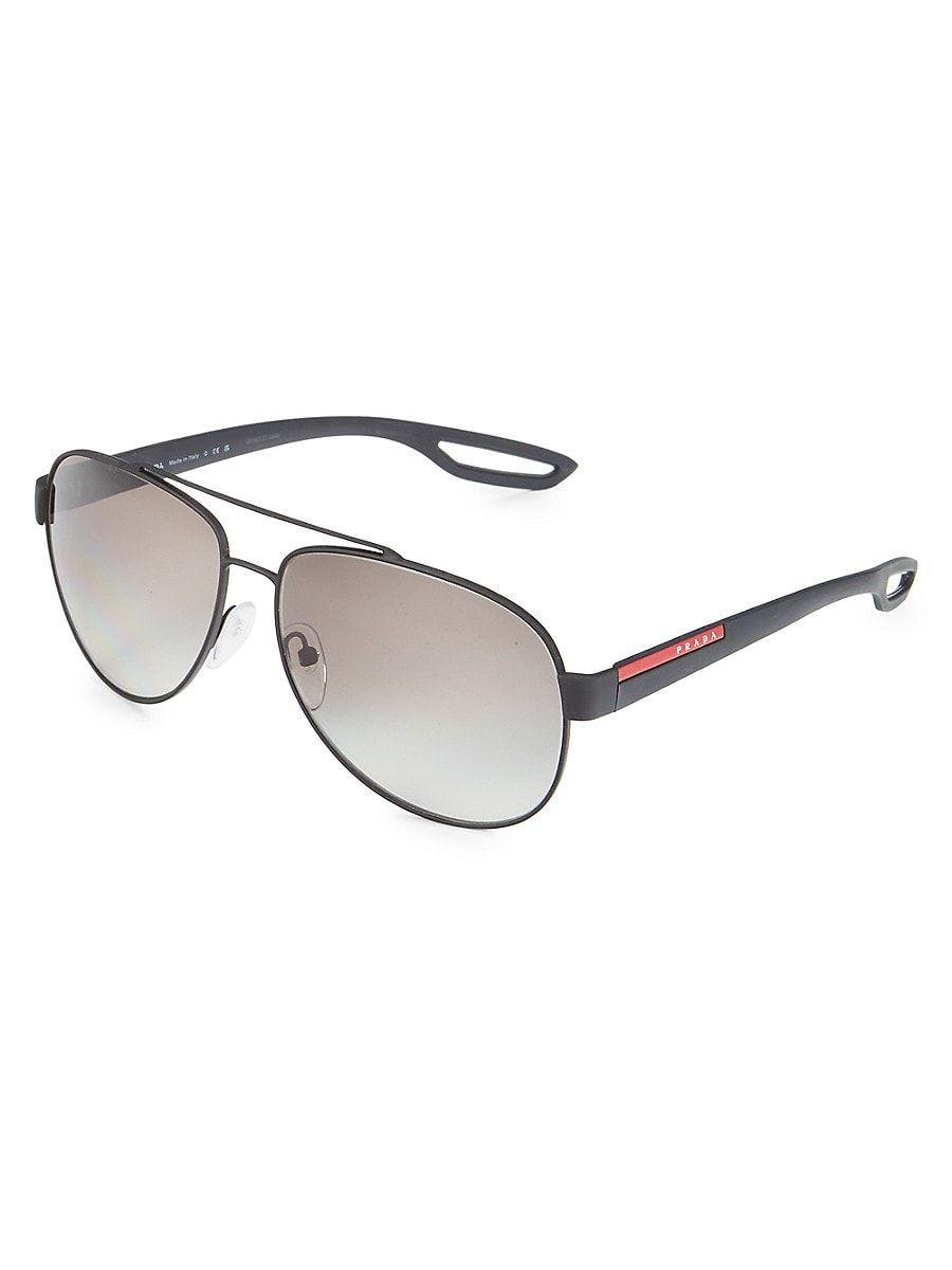 Prada 62mm Aviator Sunglasses in Black for Men | Lyst