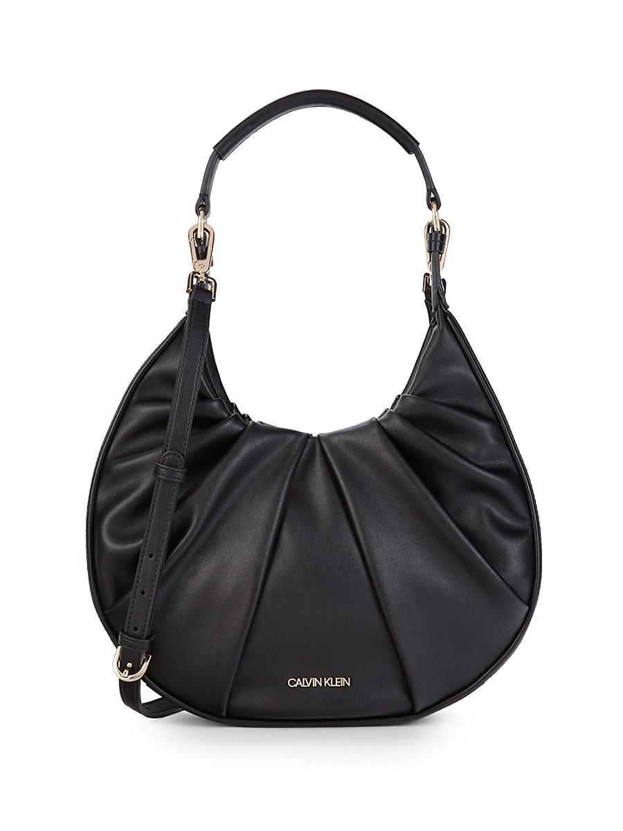 Wissen diamant Heel boos Calvin Klein Small Myla Pleated Hobo Bag in Black | Lyst