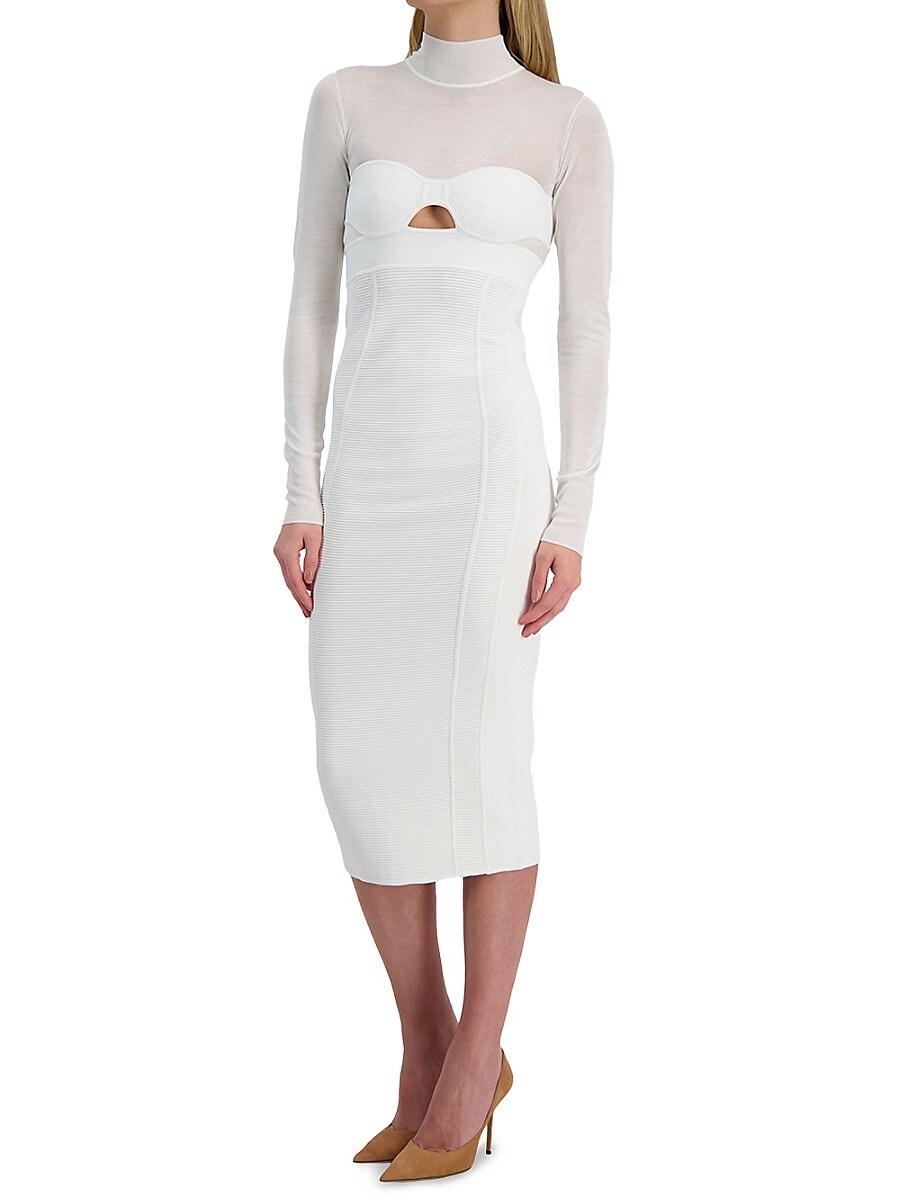 Hervé Léger Herve Leger Illusion Silk Blend Bodycon Corset Dress in White