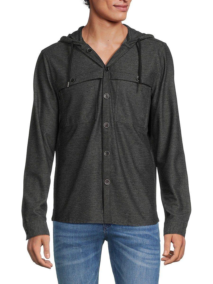 Hooded linen blend discount shirt