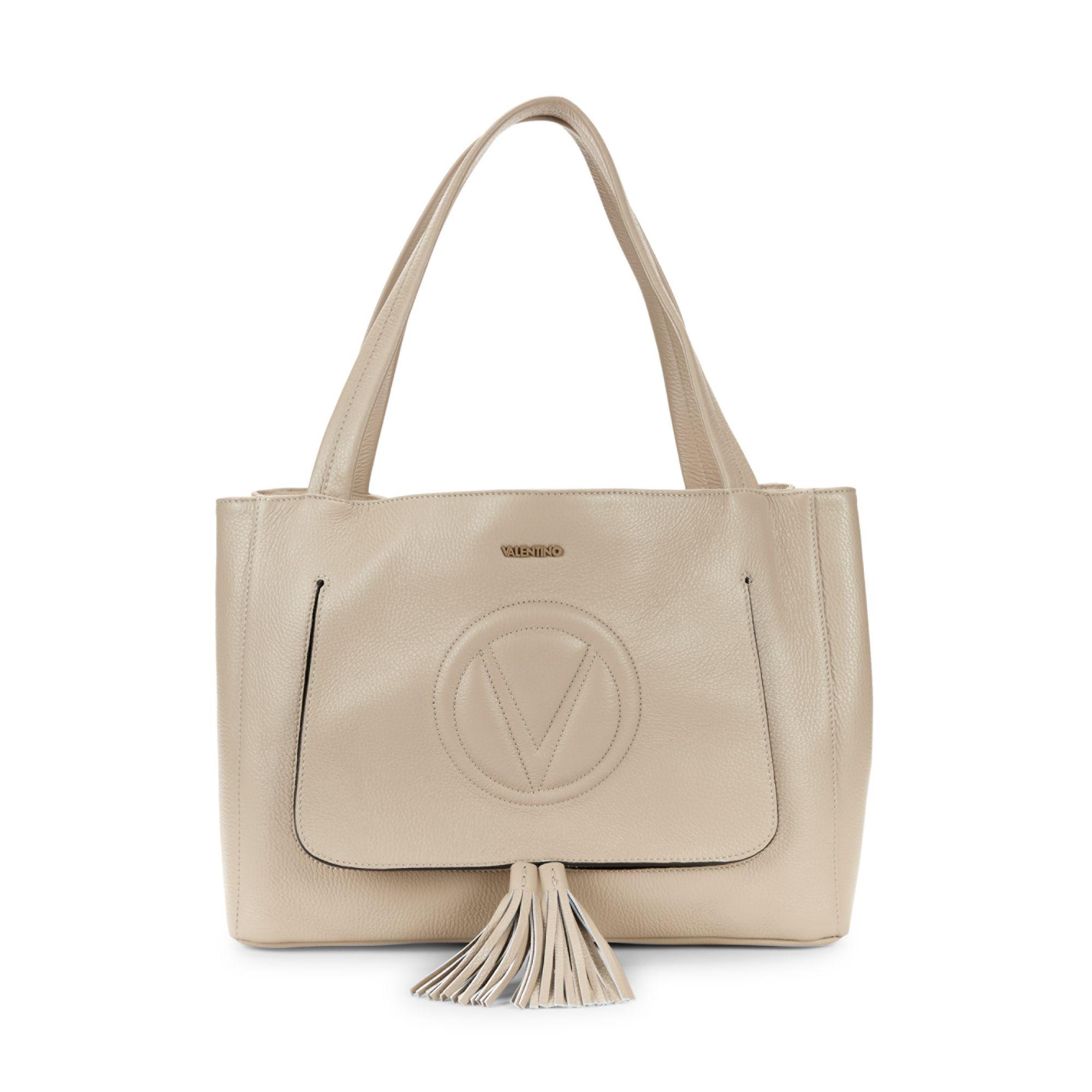 valentino ollie leather tassel tote