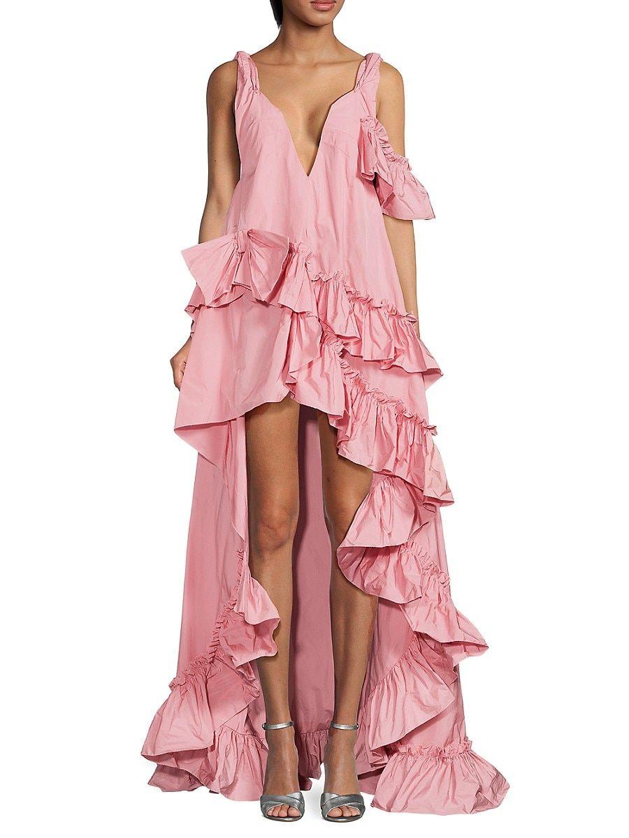 Manøvre fad sne hvid Valentino Ruffle Asymmetric Maxi Dress in Pink | Lyst