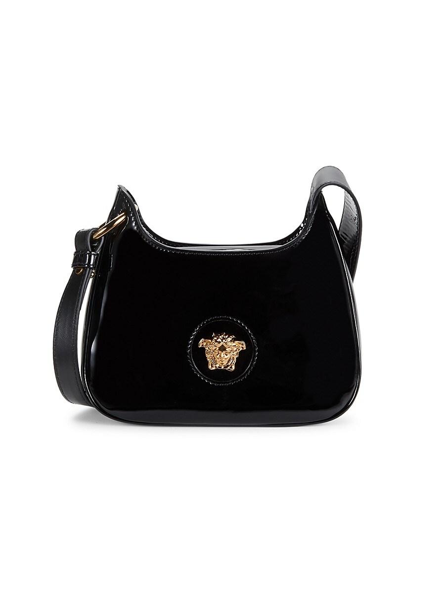 Versace Mini Borsa Vernice Patent Leather Shoulder Bag in Black | Lyst