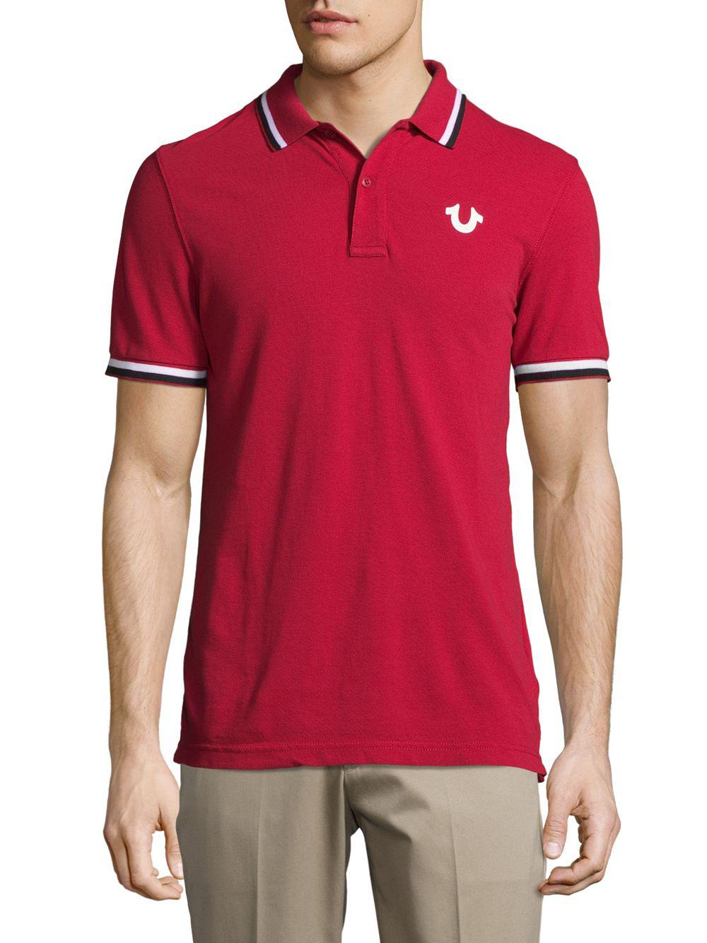 True Religion Signature Print Polo Shirt in Red for Men | Lyst
